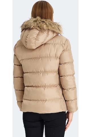 Slazenger GUEST Kadın Kapüşonlu Şişme Vizon Mont & Kaban