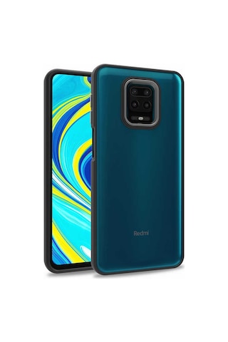 Noktaks - Redmi Note 9s Uyumlu Kılıf Koruyucu Arkası Şeffaf Renkli Kenarlı Flora Kapak - Kırmızı - T22865