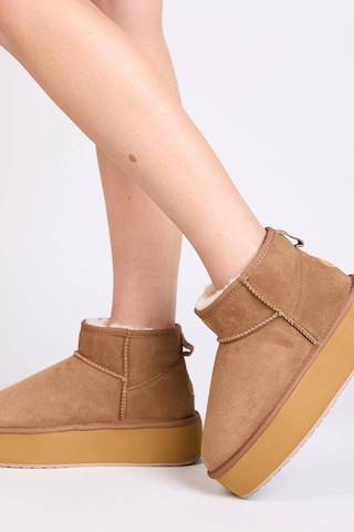 Emu Australia Leather Stinger Micro Flatform Water Resistant Koyun Derisi Koyun Kürkü Bot Camel