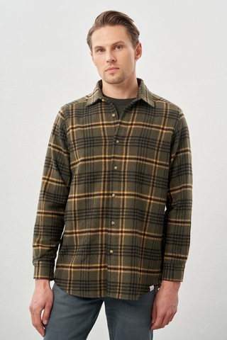 Antrasit Yünlü Ekose Desen Yumuşak Yaka Cepsiz Uzun Kol Casual Comfort Fit Gömlek 1004245227 Antrasit