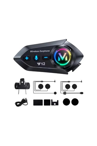 Hubrendy Kargo Y12 Motor Kask Kulaklık Rgb Modlu Radyolu Motosiklet Kulaklık 5.3 Bluetooth Intercom