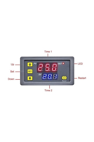 T3230 220v 20a Programlanabilir Dijital Led Ekranlı Zamanlayıcı Gecikme Rölesi - Döngüsel Zaman Ayarlı Kontrol Kartı
