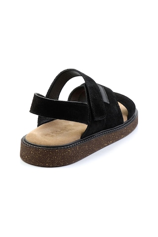 Bambi Siyah Leather Erkek Sandalet E05801030602 Siyah