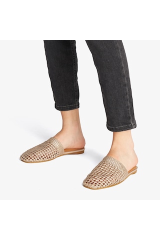 Tommy Hilfiger Crochet Metallic Leather Mule Kadın Kahverengi Terlikfw0fw08606