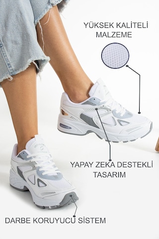 Kadın Beyaz Spor Ayakkabı Günlük Rahat Air Taban Sneaker N110