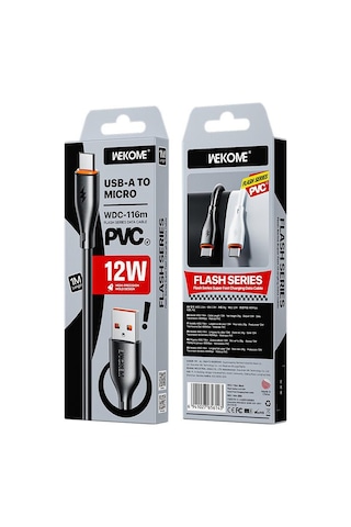 Wk Wdc-116m 12w Usb Micro Usb Hızlı Şarj Veri Kablosu, Uzunluk: 1m Siyah