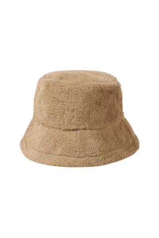 Uniquetrenders Kadın Ayarlanabilir Peluş Bucket Kova Şapka 2'li Set Gri - Camel