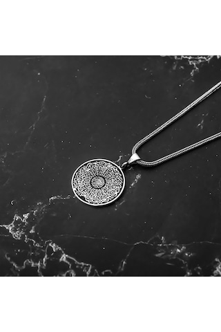 Takılingo 925 Ayar Ayetel Kürsi Ve Nazar Duası Yazılı Erkek Kolye Gümüş