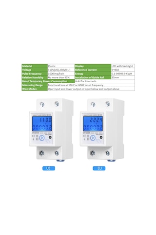 Maiyame Dds668 Model Akıllı Işıklandırmalı Sayfalı Enerji Sayaç, Ac 230v Tek Fazlı Ray Tipi, Sıfırlama Fonksiyonu, 5-80a, Avrupa Standartı