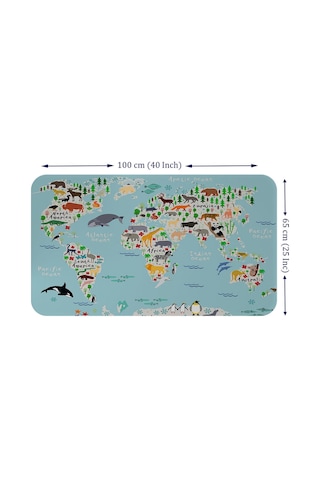 Eğitici Dünya Haritası Dünya Atlası Çocuk Ve Bebek Odası Duvar Sticker-60x105-3771 Çok Renkli