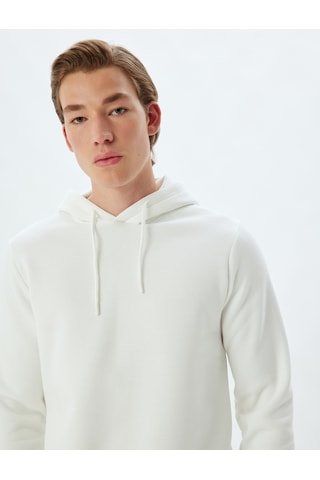 Koton Kapşonlu Sweatshirt Basic Pamuk Karışımlı Beyaz 5wam70001mk Beyaz