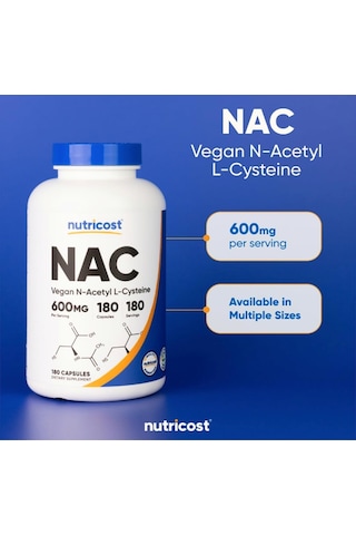 Nutricost N-acetyl L-cysteine N.a.c 600mg, 180 Capsules.abd...