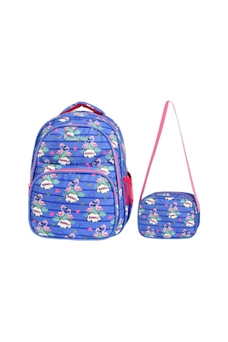 Waddell Mavi Flamingo Okul Çantası ve Beslenme Çantası Seti - Kız