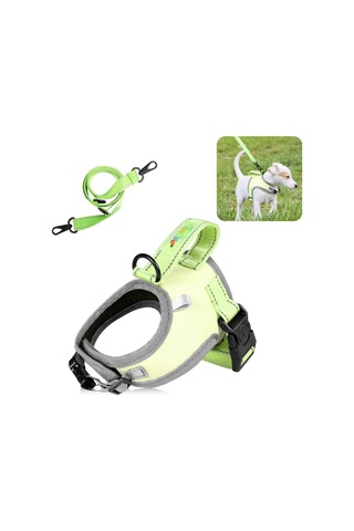 Funadd Traction Rope Reflective Breatheable Nylon Pet Vest Dog Harness, Size: S Green