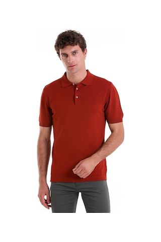 Hatemoğlu Bordo Comfort Fit Düz Polo Yaka Rayon Triko Tişört Bordo