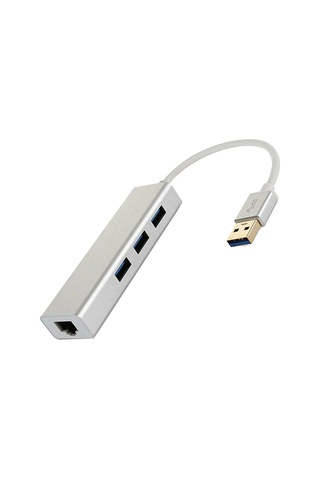 Alüminyum Type-a Usb 3.0 Hub Çoklayıcı + Rj45 Lan Ethernet Dönüştürücü Adaptör