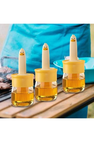 Yuntech01 Mutfak Ve Barbekü İçin Yemek Dereceli Cam Yağ Dağıtıcı, Silikon Fırça İle Entegre Sıcak Dayanıklı Yağ Dolum Botu Çok Renkli