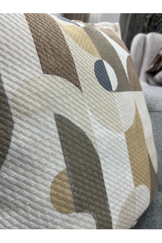 Nıvemeshome Geometrik Açık Kahve Desenli 45x45 Kırlent Kılıfı Açık Kahverengi