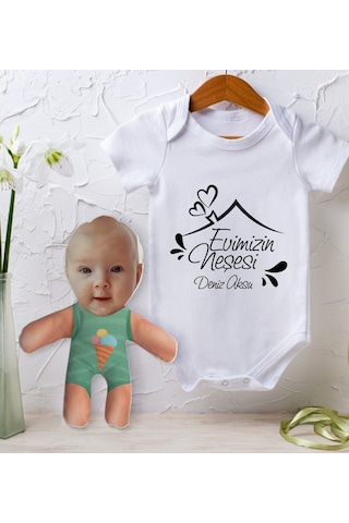 Bitmeyenkartus Bk Kids Kişiye Özel Fotoğraflı Bebek Yastık Ve Bebek Body Zıbın H (550906020) Çok Renkli