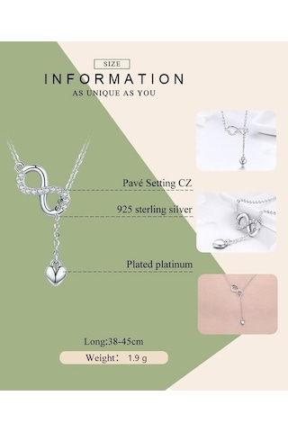 Novahub 925 Ayar Gümüş Infinity Zincir Kolye Kadınlar İçin Bamoer Aşk Hediyesi Gümüş Kolye, Torun, Anne, Kız, Teyze, Kız Kardeşler İçin Mükemmel Hediye Çok Renkli