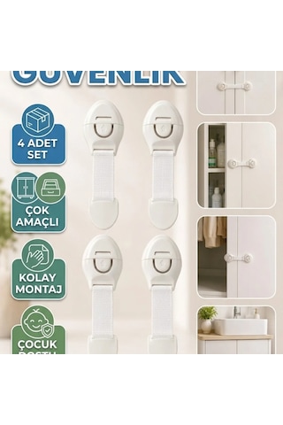 Çocuk Güvenlik Kilidi 4 Lü Set Dolap, Çekmece Ve Gardırop İçin Çok Amaçlı