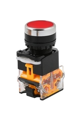 Onoff Anlık/mandal Push Düğmesi Anahtarı 22mm 4 Vidalar Dairesel Küçük Boyut Düz Yuvarlak Panel Kesim La3811bn Kırmızı, Selfreset