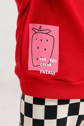 Çilek Desenli Sweatshirt Dama Desen Pantolon 3iplik Erkek Çocuk Alt Üst Takım Kırmızı