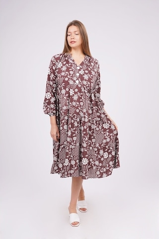 Gabria Kadın Desenli Elbise Kahve