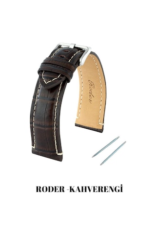 R4137w Roder Deri Kayış - Kahverengi-beyaz - 20mm Şeffaf