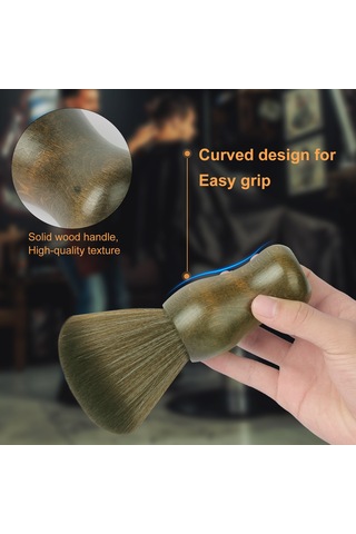 Youtek Profesyonel Saç Kesimi Tozu Fırçası - Doğal Elyaf, Ahşap Sap, Cilt Dostu