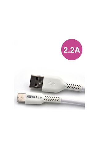 Novka NVK02 Type-C USB 2.2 A 1 M Şarj Kablosu Beyaz