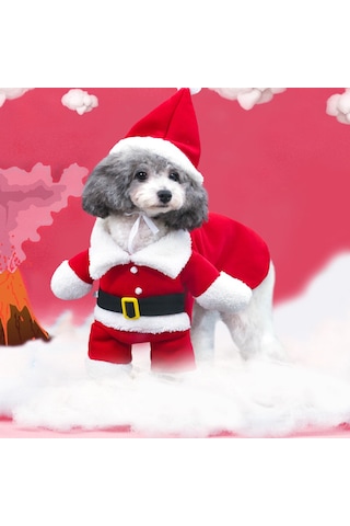 Xindoker "kışa Özel Noel Temalı Rüzgara Dayanıklı Polar Köpek Kıyafeti - Santa Kostümü Kırmızı, Xs "