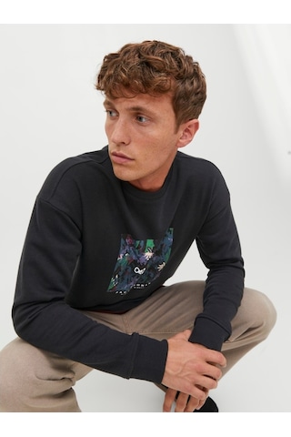 Jack & Jones Jack&jones Sıfır Yaka Siyah Erkek Sweatshirt 12242366 001