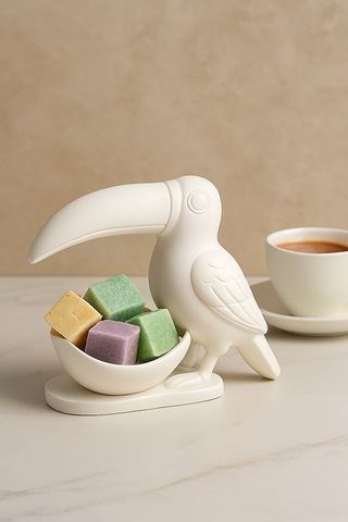 Oxyteez Kuş Figürlü Dekoratif Sunumluk Beyaz Renk Reçine Tasarım Ev Ve Ofis Dekorasyonu