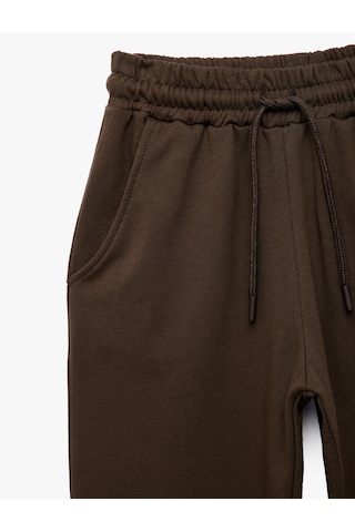 Koton Pamuklu Beli Lastikli Şardonlu Jogger Basic Eşofman Altı Kahverengi 7wkb40010tk Kahve