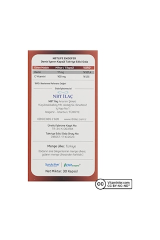 Nbt Life Endorfer Demir 30 Kapsül