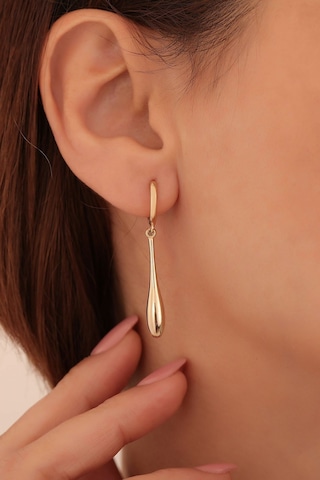 925 Ayar Altın Kaplama Sallantılı Modern Halka Küpe - E00260 Gold