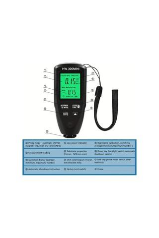 Boatshop1 Goxawee Kırmızı Boya Kalınlık Ölçer 0 2000um Kaplama Test Cihazı Lcd Ekran Otomatik Kalibrasyon Fe Nfe Algılama Araçlar İçin