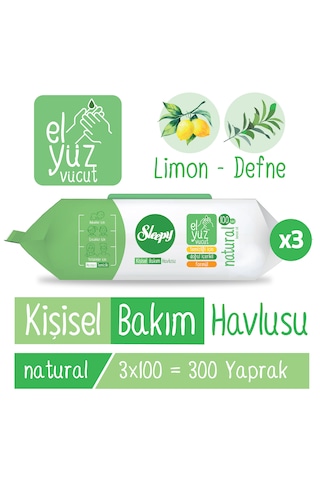 Sleepy Natural Kişisel Bakım Havlusu 3x100 300 Yaprak 3'lü