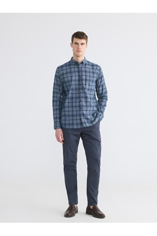 Lcwaıkıkı Classic Lacivert Regular Fit Ekose Poplin Erkek Gömlek