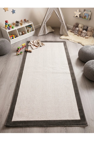 Vektör Sisal Halı Kaymaz Taban Silinebilir Yıkanabilir Modern Salon Mutfak Koridor Halısı Beyaz Antrasit