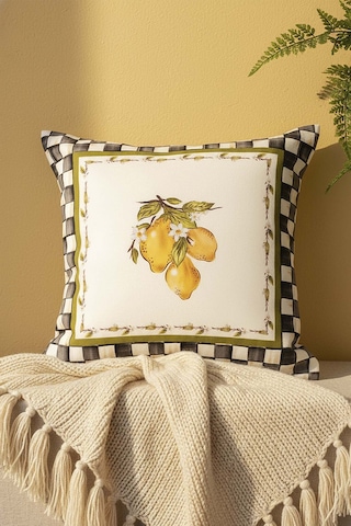Linda Limon Desenli Kırlent Kılıfı 45x45 Cm Çok Renkli