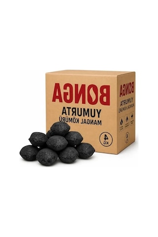 Doğal Barbekü Kömürü, 4 Kg Sıkıştırılmış Yumurta Kömür, Uzun Süre Yanma Özelliği Açık Bej