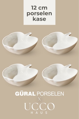 4 Adet Porselen Kase Çerezlik Kahvaltılık Meyve Tabağı Tatlı Sunum Tabağı 12 Cm Kahvaltılık Tabak beyaz