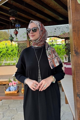 Rabia Şamlı Dora Triko Tunik Siyah Normal