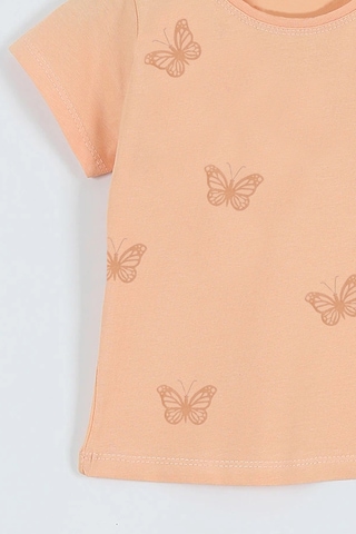 Hçm Kız Çocuk Tshirt Kelebek Baskılı Bisiklet Yaka D31 Yavruağzı