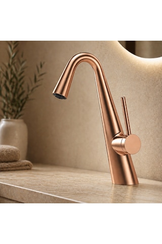 Fg-4513 Parlak Rose Lavabo Bataryası Rose Gold