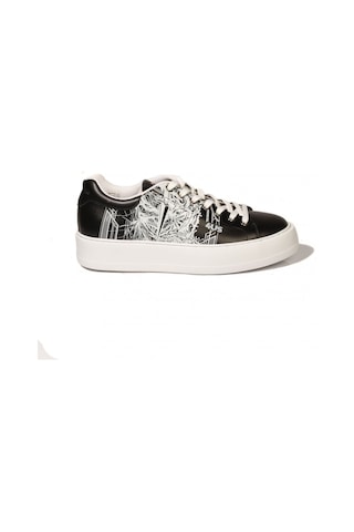 Cesare Paciotti Su5stsz Siyah Beyaz Desenlı Deri Sneaker Erkek Ayakkabı Siyah