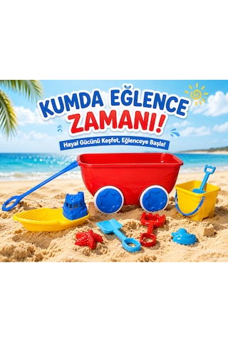 Plaj Arabalı Kum Oyuncak Seti 7 Parça 40x20 Cm 01
