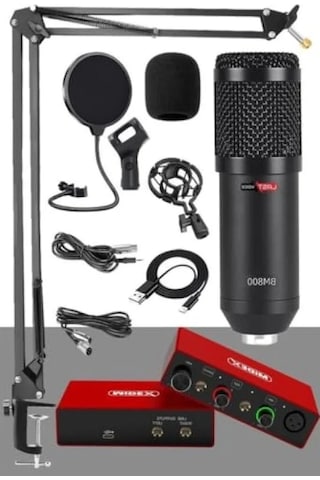 Mikrofon, Stüdyo Ses Kartı, Stand Ve Filtre İle Glx Paket Set